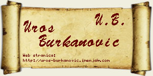 Uroš Burkanović vizit kartica
